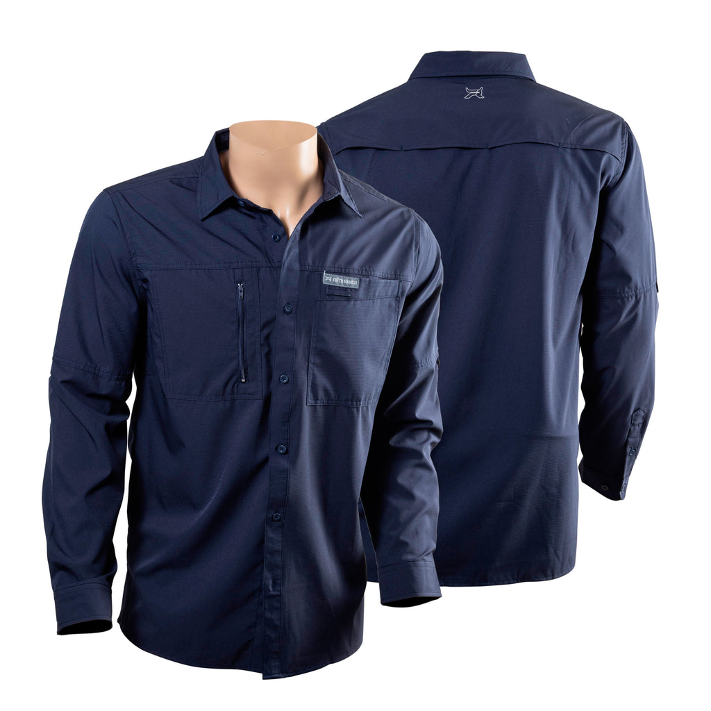 Camisa manga larga azul marino KAL01