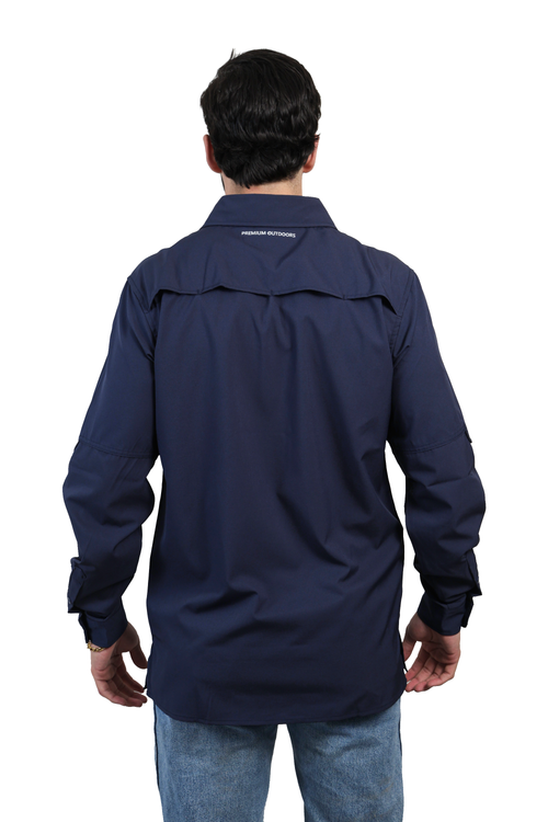 Camisa manga larga azul marino KAL01