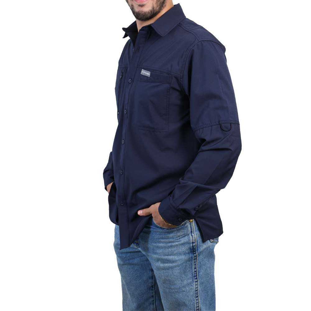 Camisa manga larga azul marino KAL01