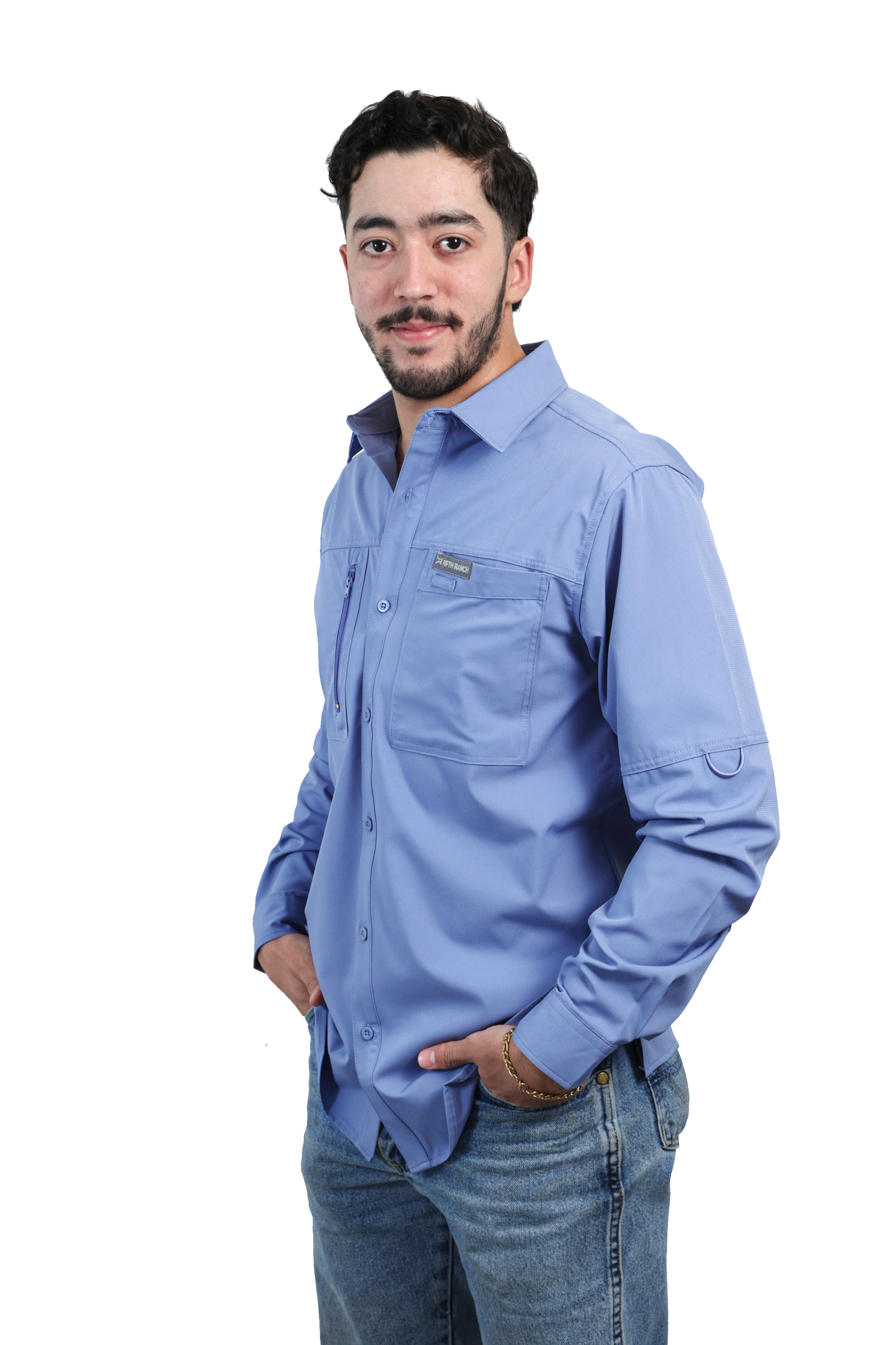 Camisa manga larga celeste KAL03