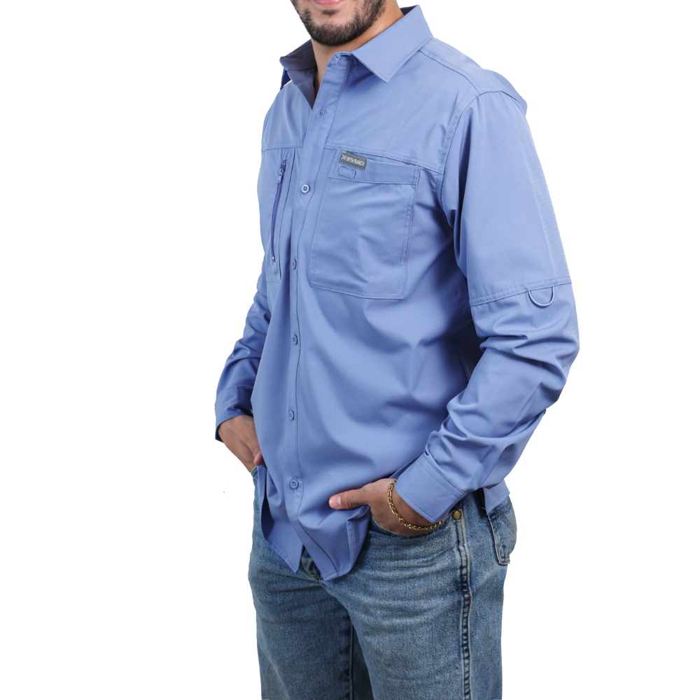 Camisa manga larga celeste KAL03